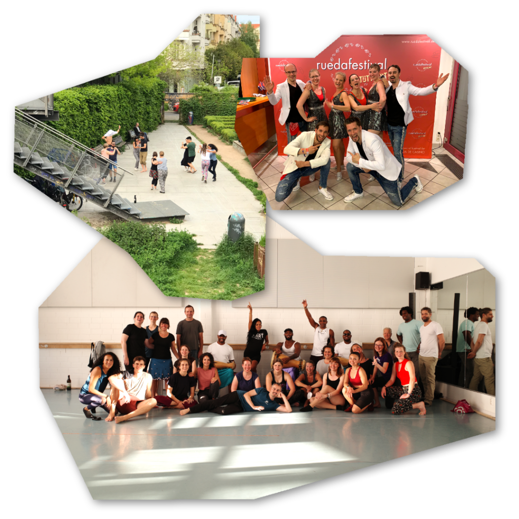 foto collage: Gruppenfotos, rueda im park, Workshop, festival